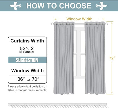 ChrisDowa Grommet Room Darkening Curtains for Bedroom and Living Room - 2 Panels Set Thermal Insulated Blackout Curtains (Beige, 52W x 72L)