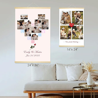 Custom Print Canvas Hanging, Personalized Poster with Your Photos, Customized Posters with Magnetic Frames