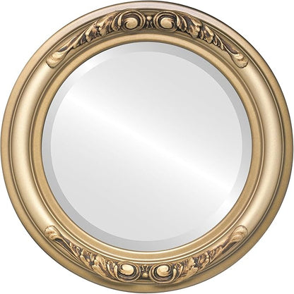 OVALCREST Round Beveled Wall Mirror for Home Decor - Florence Style - Desert Gold - 22x22 Outside Dimensions