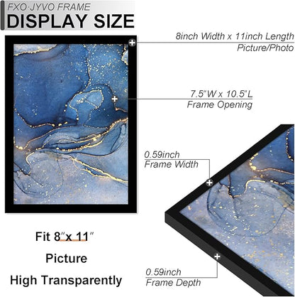 8x11 Picture Frame Set of 3, Black Frame for 8 x 11 Inch Picture Poster Photo, Light Weight and High Transparent 8 by 11 Frame for Wall - 3 Pack/Black/8"x11"
