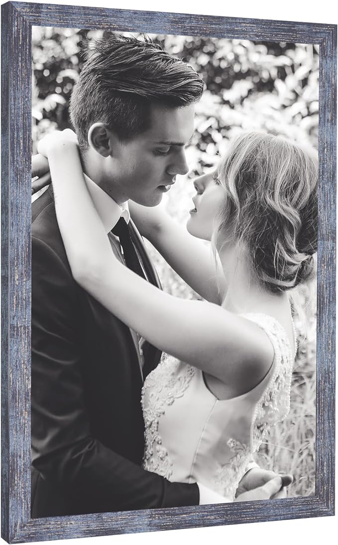 22x30 Frame Rustic Blue, 30x22 Picture Poster Frame, Horizontal Vertical Hanging, 22 by 30 Wall Gallery Family Concert Portrait Photo Frame Anniversary/Birthday/Wedding/Thank you/Christmas Gift