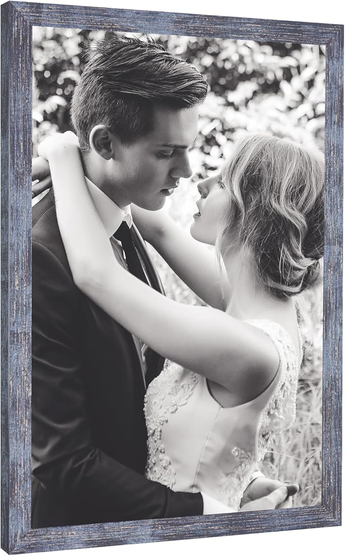 22x28 Frame Rustic Blue, 28x22 Picture Poster Frame, Horizontal Vertical Hanging, 22 by 28 Wall Gallery Family Concert Portrait Photo Frame Anniversary/Birthday/Wedding/Thank you/Christmas Gift