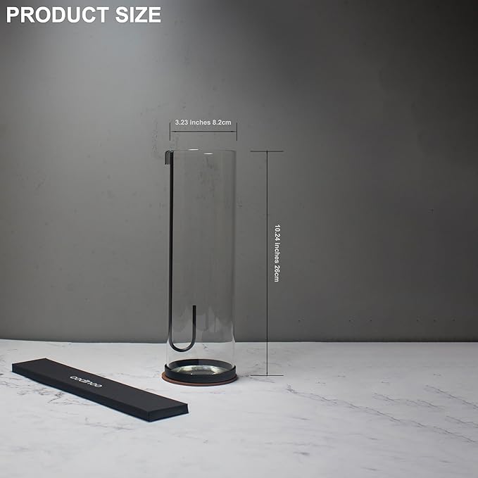 Incense Holder for Sticks,Incense Burner Holder,Modern Incense Holder for Stick with Glass Ash Catcher,Insence-Stick Holder [Anti-Ash Flying] for Yoga Spa (Large-Black)