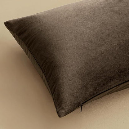MIULEE Pack of 2 Decorative Polyester Pillow Covers Soft Square Throw Pillow Covers Solid Cushion Covers Pillow Cases for Sofa Bedroom Car 20 x 20 Inch 50 x 50 Cm Dark Coffee