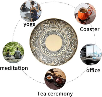 Brass Plate Incense Holder Set- 3 in 1 Incense Burner - for Smudging Bowl, Offering Bowl, Incense Burner Holder, Ash Catcher,Jewelry Dish