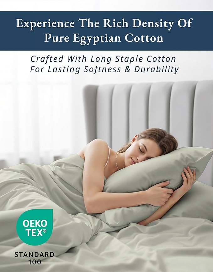 LANE LINEN 100% Egyptian Cotton Split King Bed Sheets for Adjustable Beds, Eco Friendly Sustainably Produced No Pill Fade Resistant 15 Iinch Deep Pocket Split King Sheet Set - Mineral