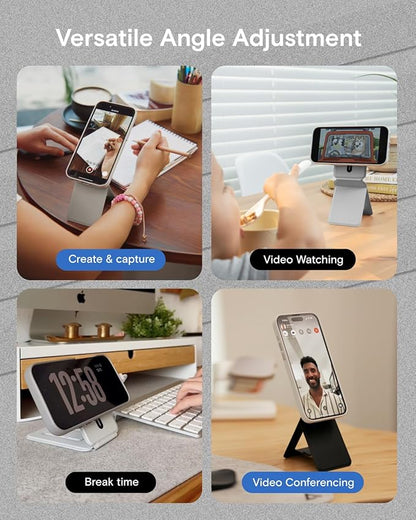 MOFT Phone Tripod Stand Selfie Stick for iPhone, Multi-Angles iPhone Stand, Lightweight & Portable Phone Holder, Strong Magnets, MOVAS Vegan Leather, Earthen Beige (Without Card Slot)