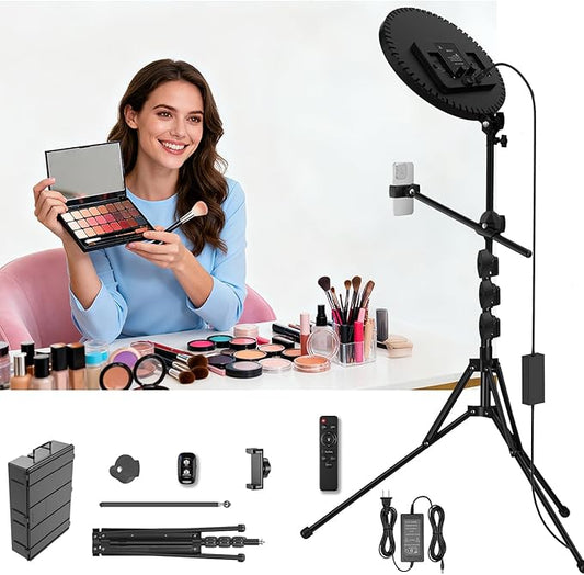 Large Ring Light Professional 55W with 72" Tripod Stand,Full-Screen Selfie Ring Light All-Purpose Stand for Live Stream, YouTube, TikTok, Video Recording with Remote (black-011,13)