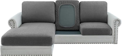 H.VERSAILTEX Super Stretch Individual Jacquard Couch Cushion Covers Furniture Protector Spandex Anti-Slip Soft Thickened Slipcovers Easy Install, (1 PC, Back Couch Cover, Gray)