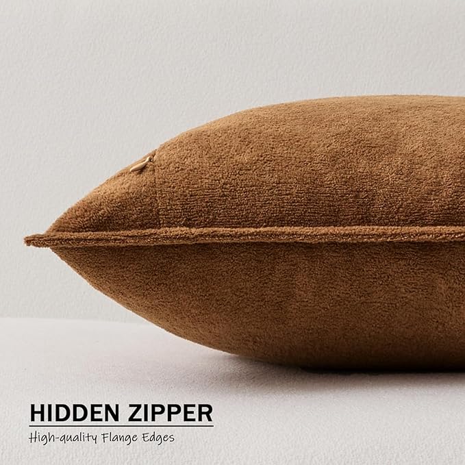 Kevin Textile 14x20 Inch Lumbar Pillow Cover 1 Pack Soft Boucle Textured Decorative Waterproof Rectangle Cushion Elegant Accent Pillow for Couch Sofa Chair Bed Home Decor Indoor Outdoor Brown