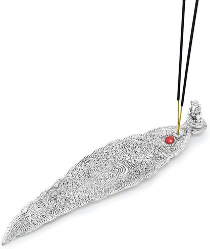 Zap Impex Metal Leaf Incense Stick Holder and Ash Catcher (Ganesh Figurine)