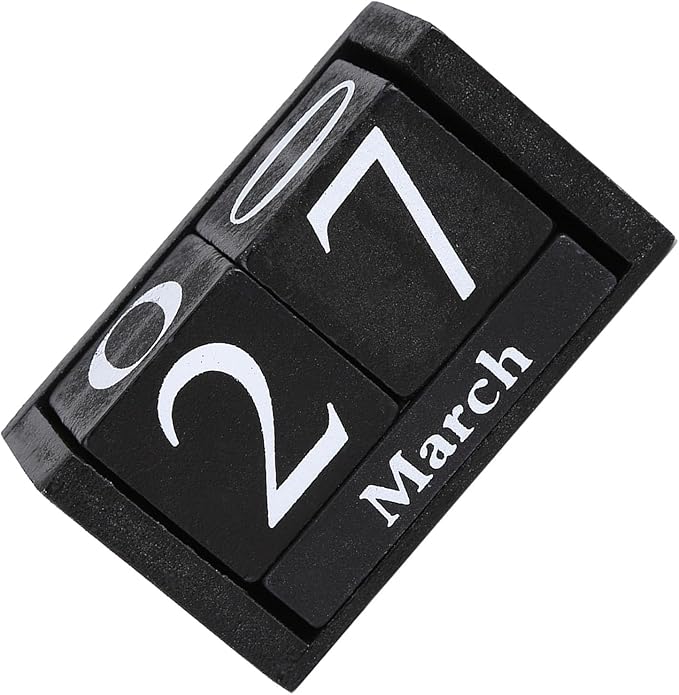 Black Wooden Block Calendar,Perpetual Desk Calendar Desktop,Stylish and Durable Block Calendar for Home and Office