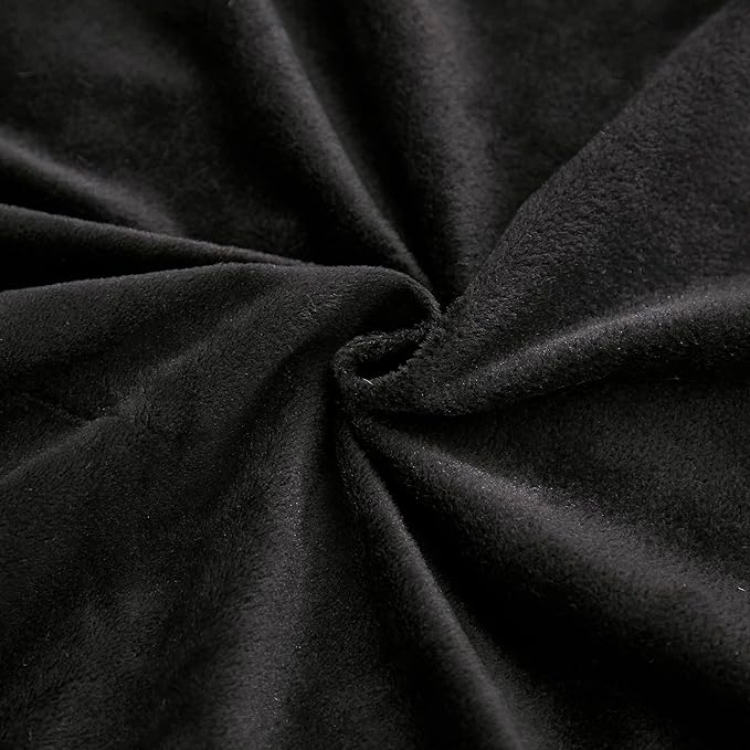 JAUXIO Diamond Pinch Pleated Crystal Velvet Pillowcases 2 Pack Solid Pintuck Throw Cushion Cover for Home Decor Hidden Zipper Closure (Black, King)