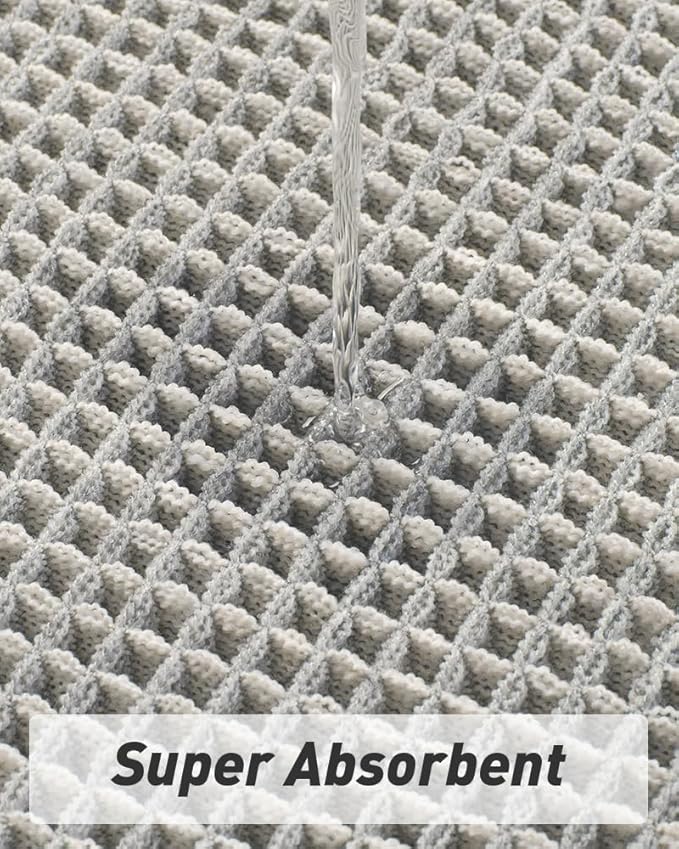 Upgraded Waffle Runner Rug Super Absorbent Non Slip Bath Mats for Bathroom Machine Washable Bathroom Runner Rug with Tassels, Ideal for Hallway Bedroom Laundry Room, 17" x 72", LightGrey & Cream