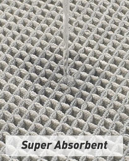 Upgraded Waffle Runner Rug Super Absorbent Non Slip Bath Mats for Bathroom Machine Washable Bathroom Runner Rug with Tassels, Ideal for Hallway Bedroom Laundry Room, 17" x 72", LightGrey & Cream
