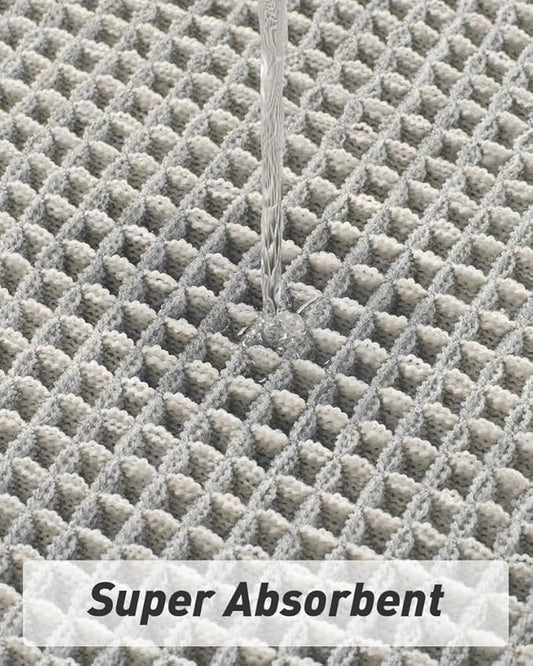 AMOAMI Upgraded Waffle Runner Rug Super Absorbent Non Slip Bath Mats for Bathroom Machine Washable Bathroom Runner Rug with Tassels, Ideal for Hallway Bedroom Laundry Room, 2' x 4', LightGrey & Cream
