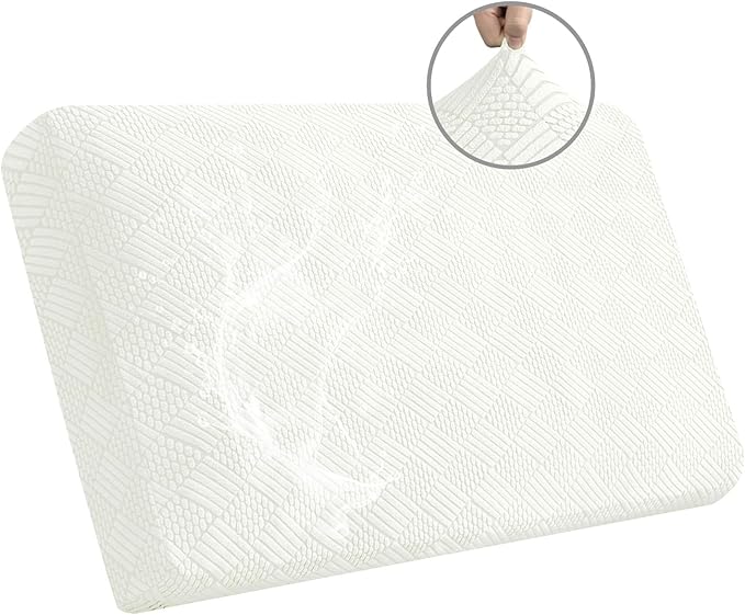 Easy-Going Waterproof Couch Cushion Covers for Couches and Sofas, Stretch Jacquard Sofa Seat Cover Replacement for Dogs, Pets & Kids, Durable Furniture Protector for Loveseat Cushions, Ivory