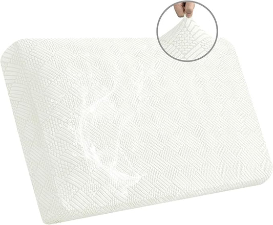 Easy-Going Waterproof Couch Cushion Covers for Couches and Sofas, Stretch Jacquard Sofa Seat Cover Replacement for Dogs, Pets & Kids, Durable Furniture Protector for Loveseat Cushions, Ivory
