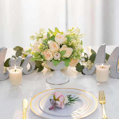 Sziqiqi White Flower Arrangements Pot Vase for Wedding Centerpieces Tables - 10 Pcs Small Metal Flower Planter Urn Vase Pot for Weddings Party Birthday Ceremony