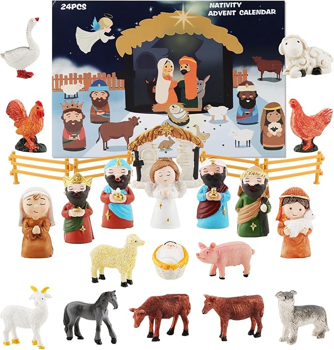 2025 Nativity Advent Calendar, 24 Days Christmas Advent Calendar for Boys Girls Teen Adult, 24pcs Building Blocks Set, For Holiday Enthusiasts, Home Decor, Festive Gifting, Ready-to-Display Manger Scene
