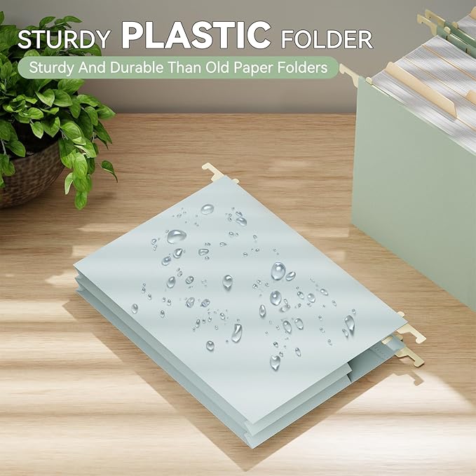 Extra Capacity Plastic Hanging File Folders Letter Size,6 Pack Heavy Duty 4" Expansion for Bulky Files,Pastel Color Hanging Folders with Tabs,Filing Cabinet Organizer for Office Home School