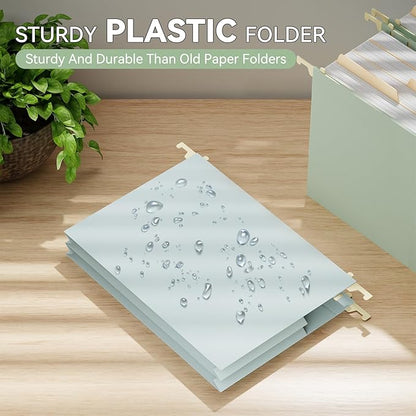 Extra Capacity Plastic Hanging File Folders Letter Size,6 Pack Heavy Duty 4" Expansion for Bulky Files,Pastel Color Hanging Folders with Tabs,Filing Cabinet Organizer for Office Home School