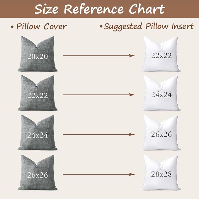 Artscope Synthetic Down Pillow Insert, 28x28 Down Alternative Throw Pillow Insert. Ultra Soft Fluffy Sleeping Pillow with 100% Cotton Cover, Decorative Pillows Set of 2-White.