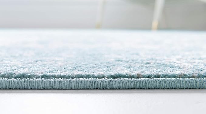Rugs.com Arlington Collection Rug – 4' x 6' Aqua Medium-Pile Rug Perfect for Living Rooms, Large Dining Rooms, Open Floorplans