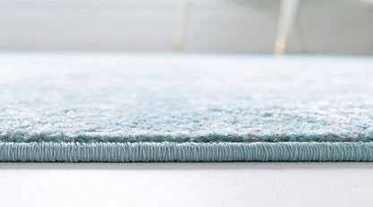 Rugs.com Arlington Collection Rug – 4' x 6' Aqua Medium-Pile Rug Perfect for Living Rooms, Large Dining Rooms, Open Floorplans