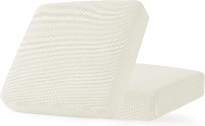 CHUN YI 2PC Stretch Couch Cushion Covers, Sofa Seat Slipcovers Suitable for Armchair Loveseat Sofa with Spandex Jacquard Fabric(2pc,Ivory White)
