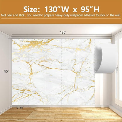 White Gold Marble Wallpaper Modern Abstract Wallpaper Mural for Living Room Offic（Not Peel and Stick）