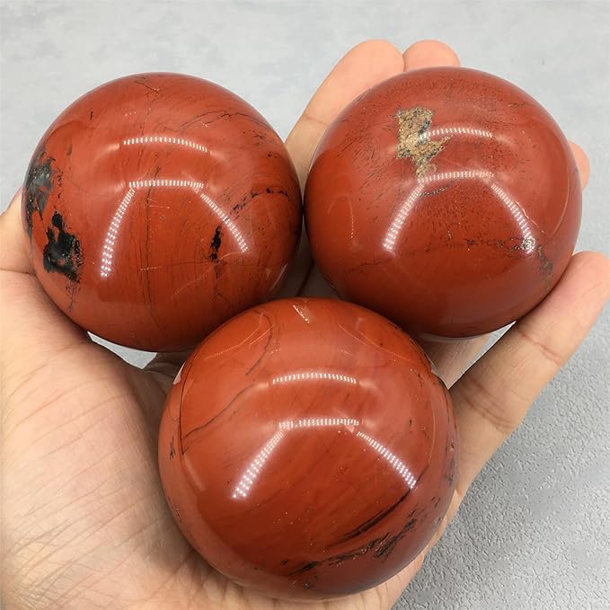 6-7CM/2.36-2.76inch Magical Natural Red Jasper Stone Ball Quartz Crystal Mineral Reiki Treatment Home Office Degaussing Decoration Collection Sphere (Red Jasper, 60-70mm)