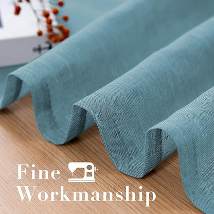 Elegant Natural Linen Curtain Panels Energy Efficient Semi - Sheers Linen Curtains/Nickel Grommet Window Treatments Panels for Patio Glass Door/Balcony (Set of 2, Turquoise, 52"W x 96"L)