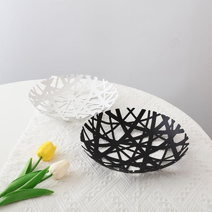 IBWell Fruit Bowl, Integrated High end Modern Home Creative Fruit Basket for Counters, Kitchen, Countertop, Home Decor(Black)