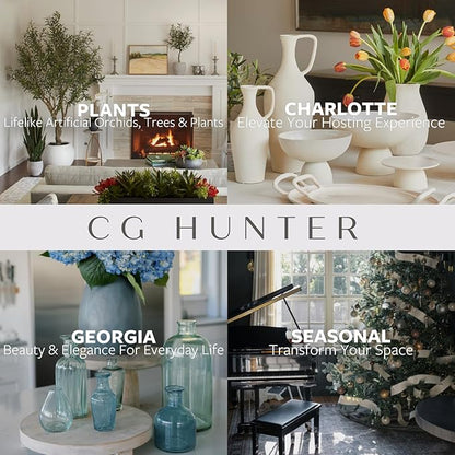 CG Hunter Terracotta Cream Vase with Handles, 10.6-in Vintage Decor Vase & Table Decor in Entryway, Livingroom or Dining Room, Display Fresh or Dried Flowers, or as a Standalone Decorative Accent