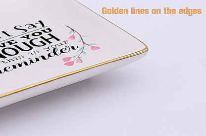 Funny Christmas Engagement Wedding Valentine Birthday Gifts for Fiancee,Bride,GirlFriend,Wife,Mom,Best Friends - I Can't Say I Love You Enough – Ceramic Jewelry Holder Box Ring Dish Trinket Tray