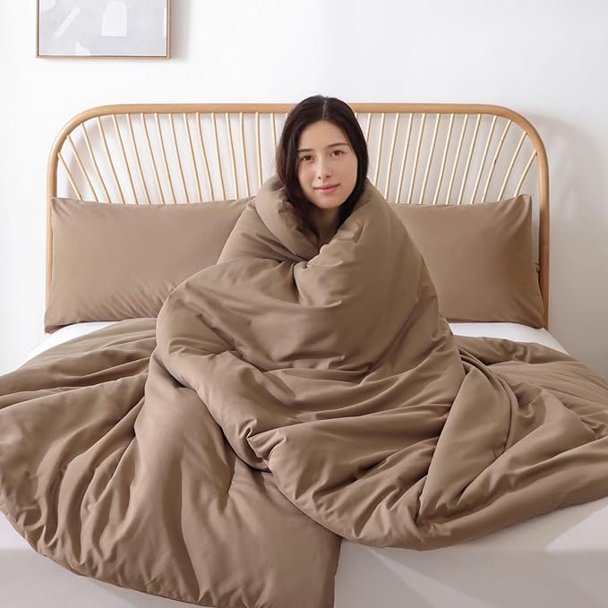 ROSGONIA King Size Comforter Set Dark Khaki, 3pcs King Comforter Set(1 Khaki Comforter & 2 Pillowcases) All Season Lightweight Bedspread Blanket Quilt