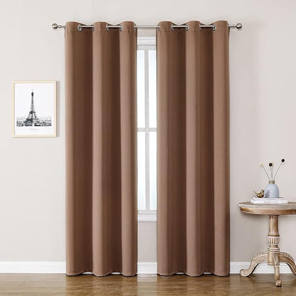 ChrisDowa Grommet Room Darkening Curtains for Bedroom and Living Room - 2 Panels Set Thermal Insulated Blackout Curtains (Cappuccino, 42W x 84L)