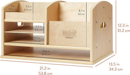 Back2School Express DeskCaddy Tabletop Storage Center, Desk Organizer, Natural