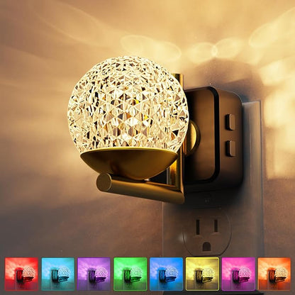 L LOHAS LED Night Lights Plug Into Wall,Dusk to Dawn Sensor,10-Color RGB Dimmable Night Light, 180°Rotating Plug in Night Light for Bathroom, Hallway, Bedroom, Stairway