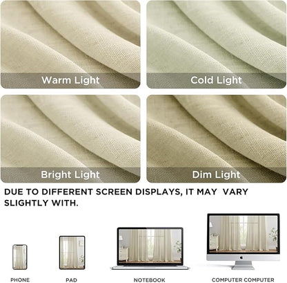 Joydeco Linen Curtains 84 Inch Length 2 Panels Set, Light Filtering Curtains for Bedroom Living Room,Linen Blend Drapes 52 Inches Wide with Back Tab Rod Pockets (W52 x L84 Inch, Natural)