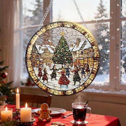 Chrismas Acrylic Stained Glass Window Hanging,Sun Catcher Decor Stained Panel Hangings Wall Art Decor, 2026 8x8inch (SCL015 Chrismas Tree)
