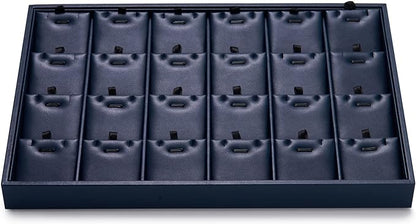 Oirlv Stackable 24 Gird Necklace Organizer Tray with Removable Jewelry Cards Necklace Pendant Jewelry Drawer Organizer