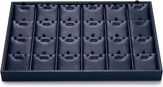 Oirlv Stackable 24 Gird Necklace Organizer Tray with Removable Jewelry Cards Necklace Pendant Jewelry Drawer Organizer
