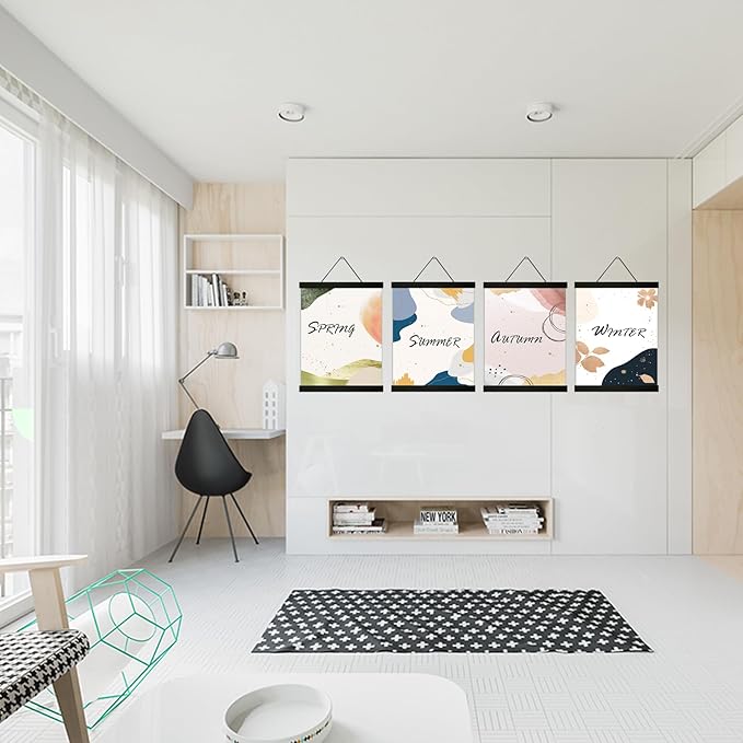 4 Pack Magnetic Poster Hanger Frame 12 inch Black- 12x16 12x18 12x20 12x24 Poster Frame for Wall Art Pictures Photos Prints Maps Diamond Art Painting