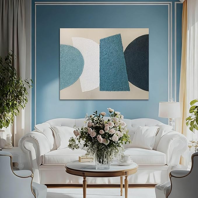 LEVERUP Square Pattern Painting Art Modern Abstract Wall Artwork Colorful Wall Decorations for Dining Room Living Room Kitchen 32×40 Inchs Ready To Hang