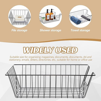 Yeaqee 6 Pcs Letter Tray Wire Paper Trays Stackable File Desk Organizer Metal File Paper Holder Basket for Desk Desktop Letter Storage for Office Home Classroom School(17'' x 12'' x 5 '',Black)