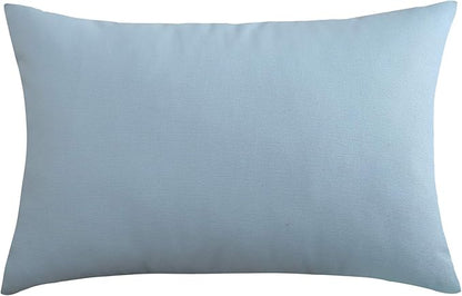 TangDepot Handmade Decorative Solid 100% Cotton Canvas Throw Pillow Covers/Pillow Shams, (12"x20", Light Blue)