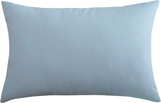 TangDepot Handmade Decorative Solid 100% Cotton Canvas Throw Pillow Covers/Pillow Shams, (12"x20", Light Blue)