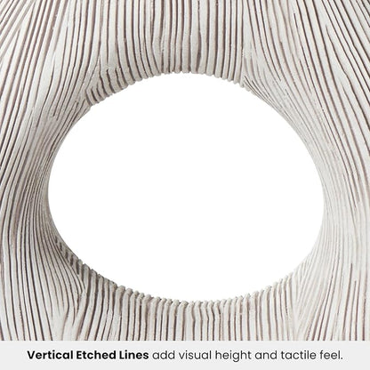 Torre & Tagus White Donut Vase for Flowers - 9 Inch Tall Textured Vases for Centerpieces, Sculptures Home Decor & Abstract Sculptures Home Decor for Shelf Decor Aesthetic (Alma White Flower Vase)